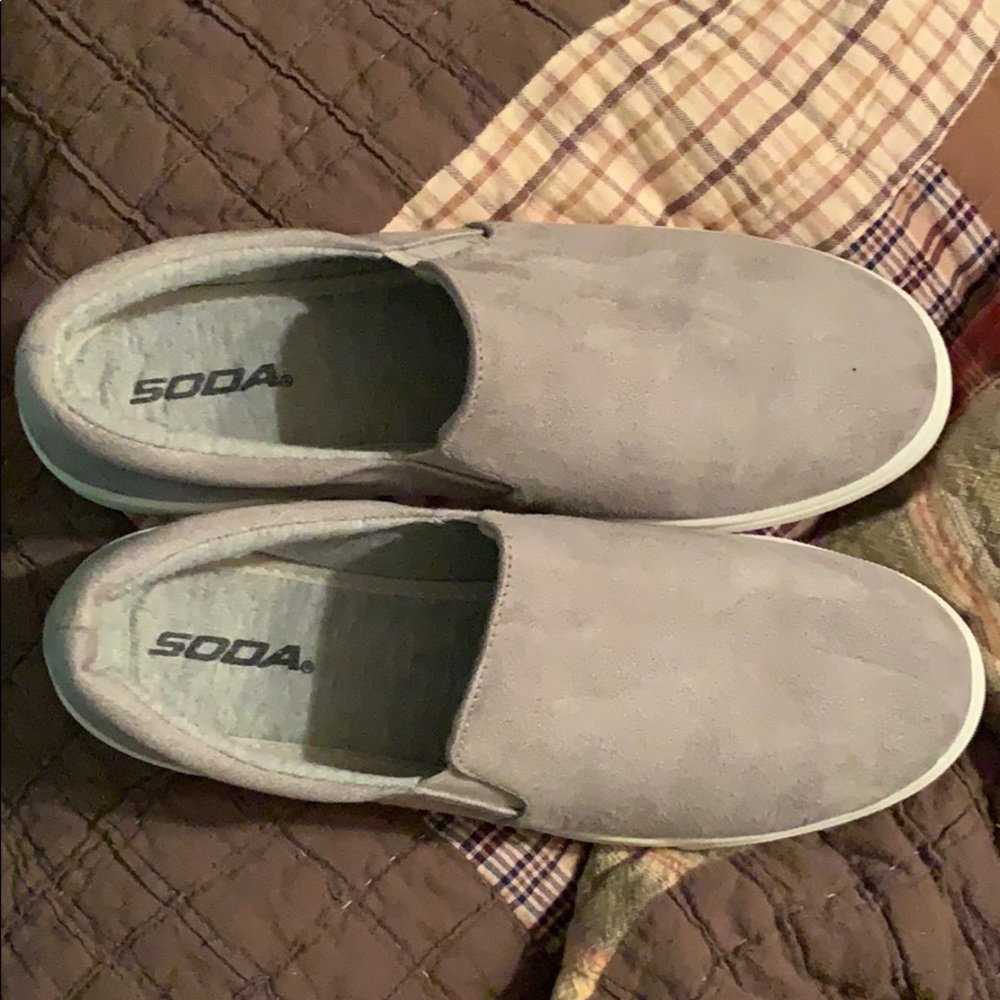 Soda size 8.5 grey slip ons